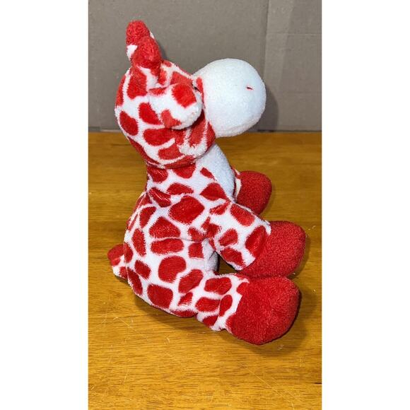 2007 Ty Pluffies Kisser Plush Valentines Giraffe Red White Stuffed Animal Toy - Picture 2 of 8